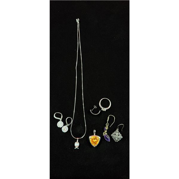 Sterling Silver Lot w/ Earrings, Ring, Necklace, & More