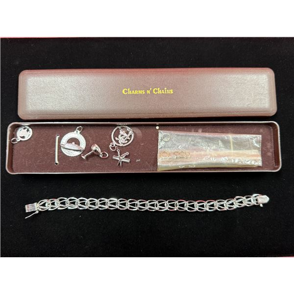 Sterling Charm Bracelet w/ Assorted Sterling Charms