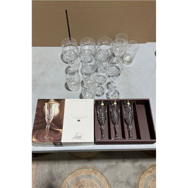 Lot of Crystal Flutes & Glasses