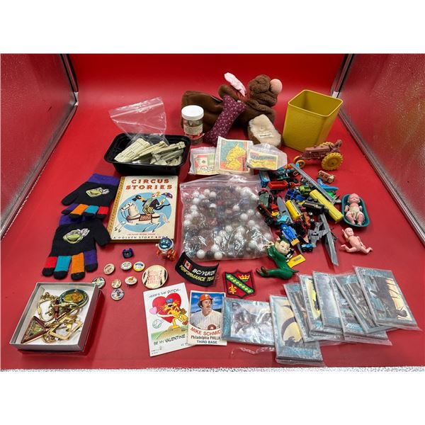 VTG Smalls Lot w/ Marbles, Circus Stories Book, Toy Vehicles, & More
