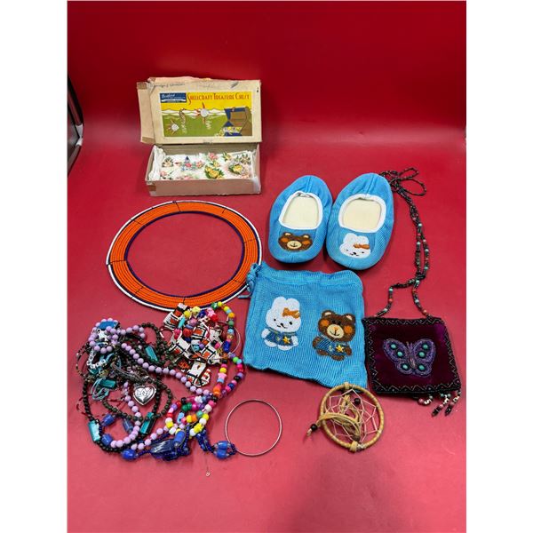 Beaded Accessories, Dream Catcher, & Flower Bouqet Figurines