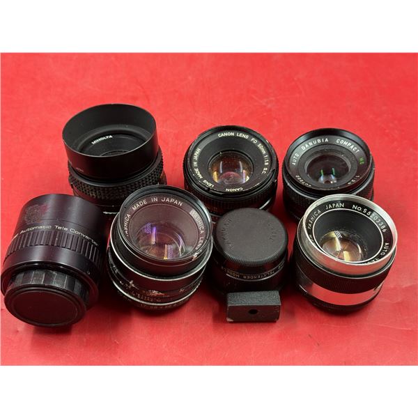 Camera Lens Lot w/ Canon, Minolta, Yashica, & More