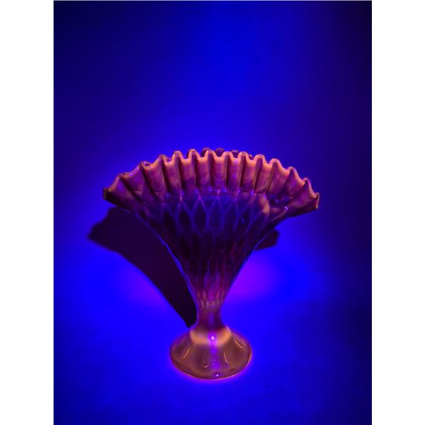 Cadmium Glass Ruffled Pedestal Vase