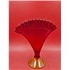 Image 3 : Cadmium Glass Ruffled Pedestal Vase