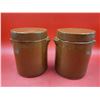 Image 1 : Pair of Brown Glazed Stoneware Lidded Kitchen Canisters Made in France