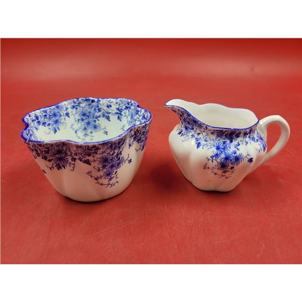 Shelley Fine Bona China Creamer & Sugar Dish Made in England