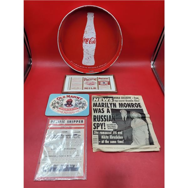Collectibles Lot w/ Old Mammy Label, Marilyn Monroe Newspaper, & More