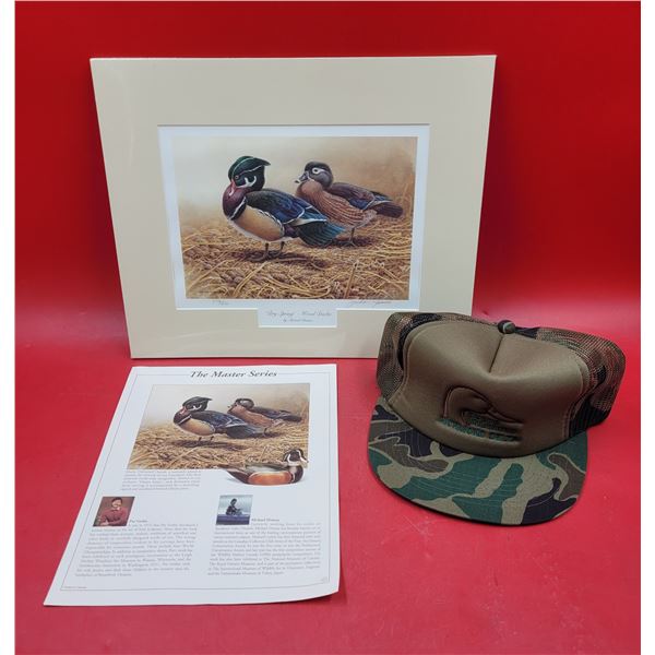 Signed & Numbered Duck Print by Michael Dumas & Ducks Unlimited Hat