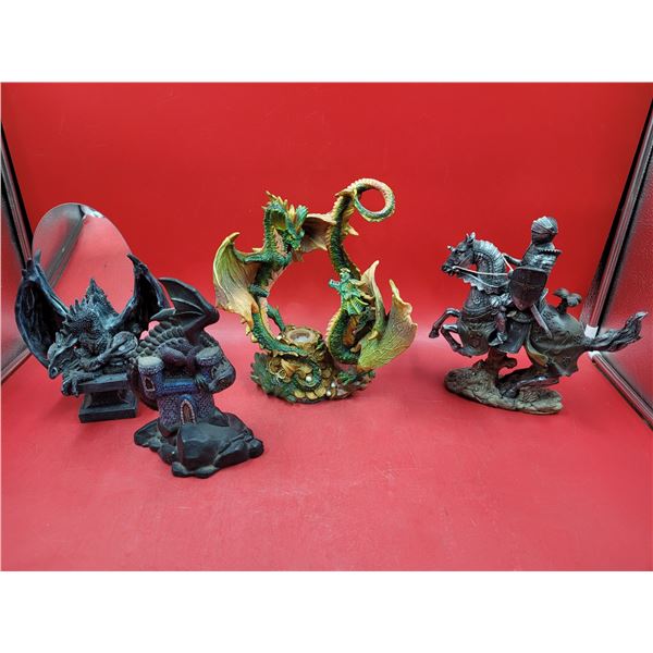Lot of Fantasy Figurines w/ Knight & Dragons