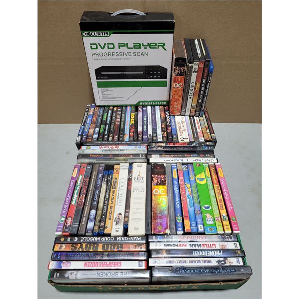 Curtis DVD Player & Assorted DVDs