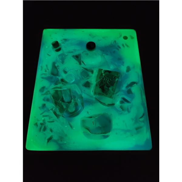 Glow in the Dark Psychedelic Jellyfish Absinthe Glass Bottle Art
