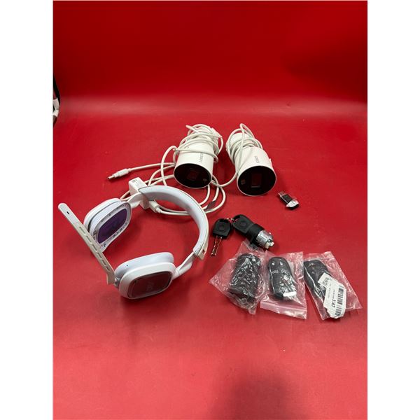 Variety Lot: Push Button Car Keys, Astro Gaming Headset, & 2 Lorex Cameras