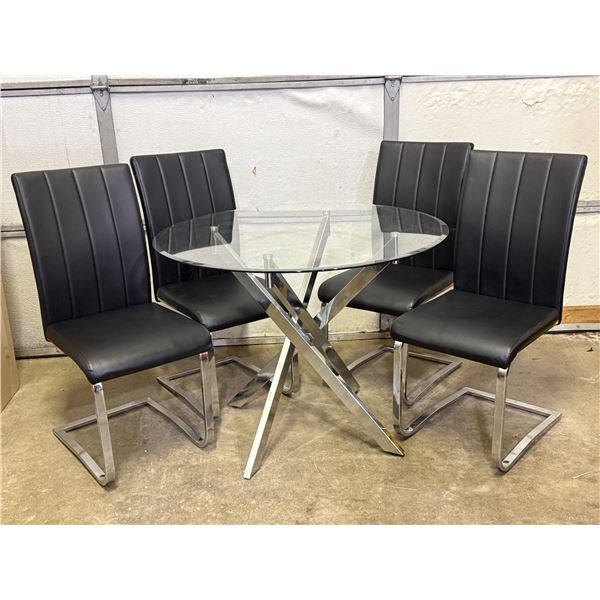 Chrome Starburst Modern Dining Table With 4 Chairs