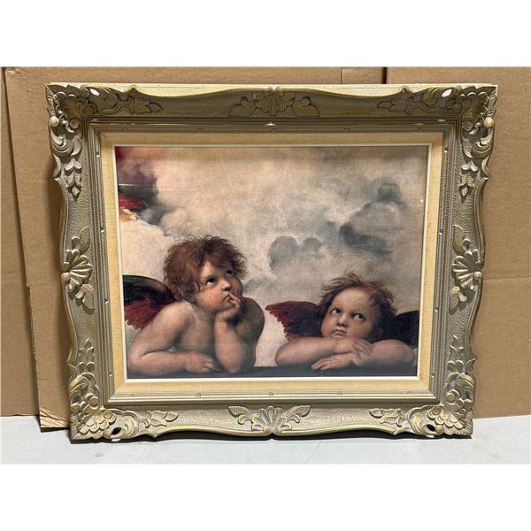 Framed Thinking Cherub's Print