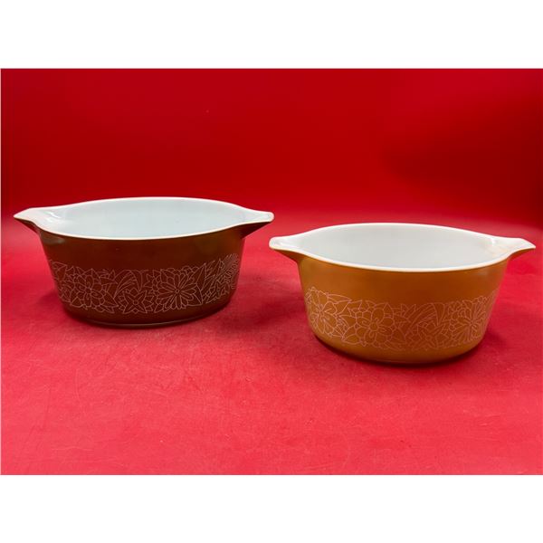 2 Vintage Woodland Brown Pyrex Bowls