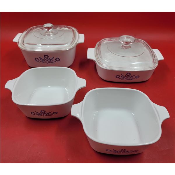 4 Vintage Corning Ware Casserole Dishes