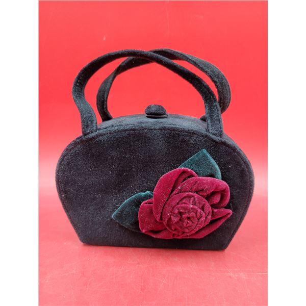 Vintage Ladies Hand BAg With Rose Detail