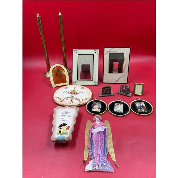 Vintage Variety: Art Deco Picture Frames, Brass Candlesticks, Scissor Rest, & More