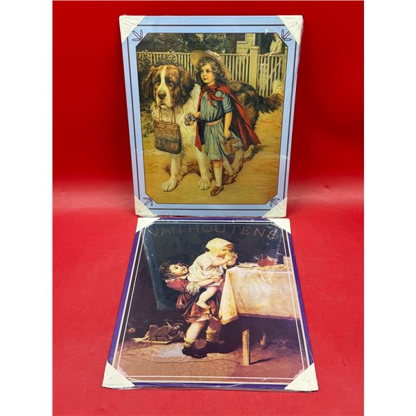 2 Tin Advertising Signs: Grape Nut & Van Houten's