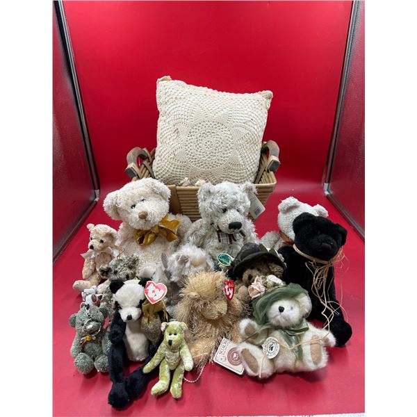 Assorted Bear Dolls: Boyds. Ty, & More