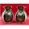 Image 1 : 2 Vintage Hand Painted Italian Made FLoral Vases