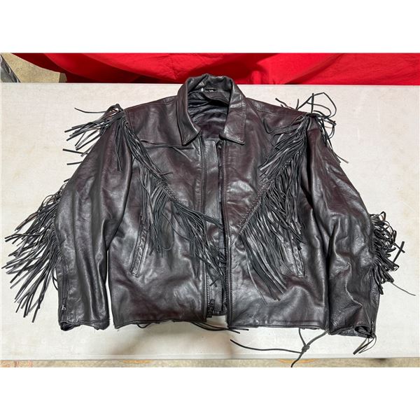 Vintage Leather Ladies Tassel Jacket Embroidered "Lady Rider"