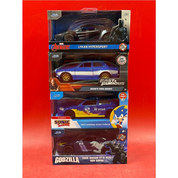 4 Sealed Diecast Cars: Godzilla, Fast & Furious, Avengers, & Sonic The Hedgehog