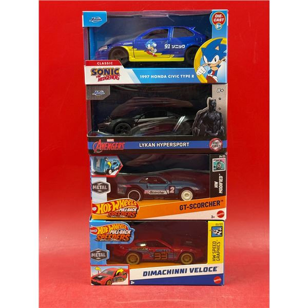 4 Sealed Diecast Cars: Hot Wheels, Avengers, & Sonic The Hedgehog