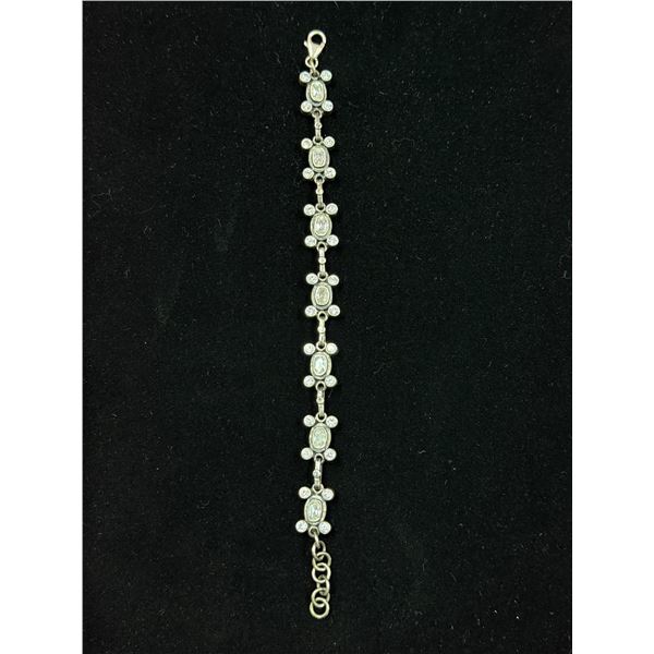 Unique Silver .925 Link Bracelet With Rhinestones