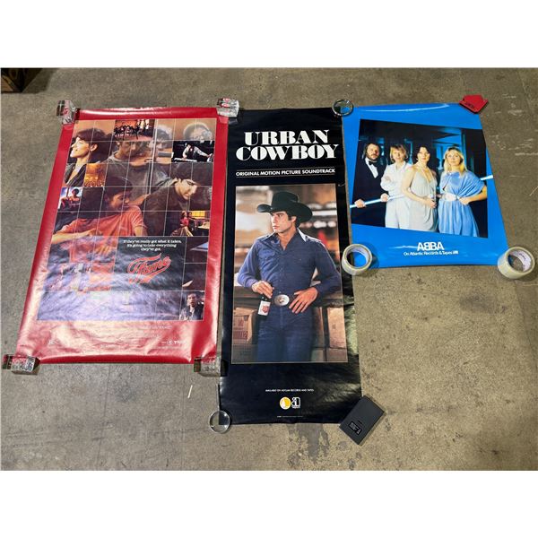 3 Vintage Posters : Fame, Abba, & Urban Cowboy