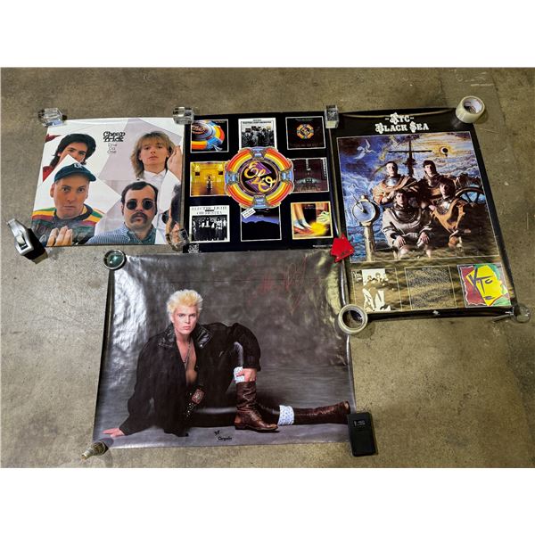 4 Vintage Posters : Billy Idol,. ETC, Cheap Trick, & Elo