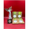 Image 1 : Variety Lot: 4 New Aruba Bamboo Baby Pillow Cases, Table Clock, & Violinist Angel