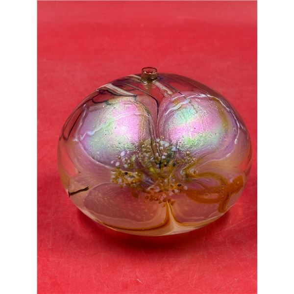 1985 Artist Signed Mount St. Helens Ash Glass Oil Lamp
