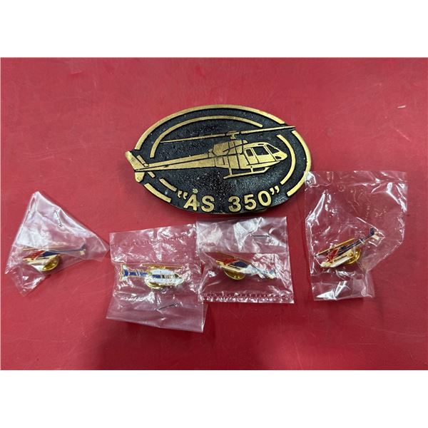 Helicopter AS 350 Belt Buckle & Helicopter Pins