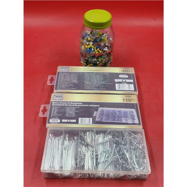 Tool Valley Heat Shrink Tube Kit, MEtric Grease Fit Assortment, Tacs, & Pins
