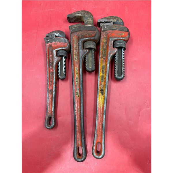 3 Ridgid Pipe Wrenches: 12" & 18"