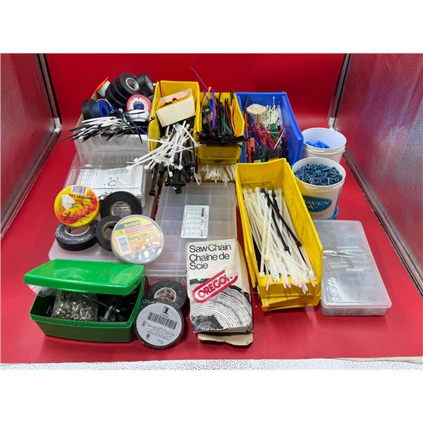 Electrical Tape, Zip Ties, Hardware, Organizers, Saw Chain, & More