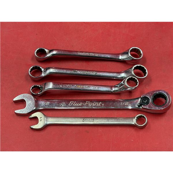 4 Snap-On Wrenches & 1 Ratchet End Blue Point
