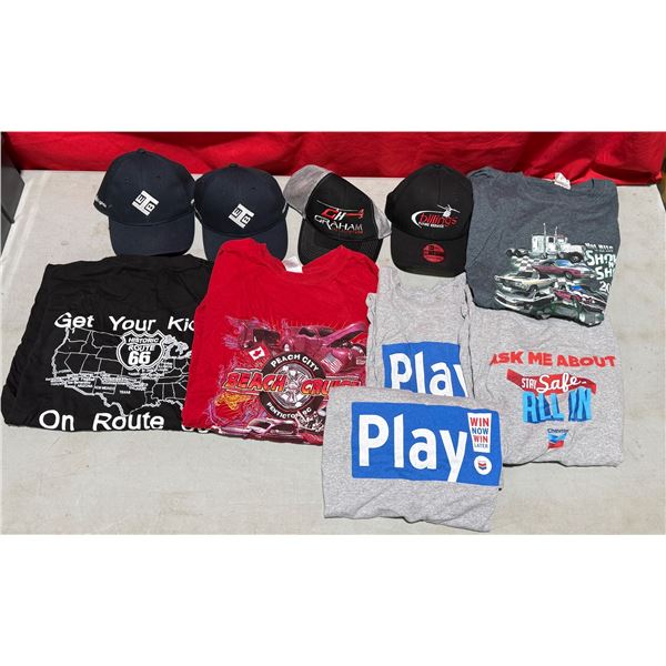 4 Hats & Assorted Shirts