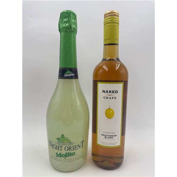 2 Sealed Bottles: Naked Grape Sauvignon Blanc 12% & Night Orient Mojito