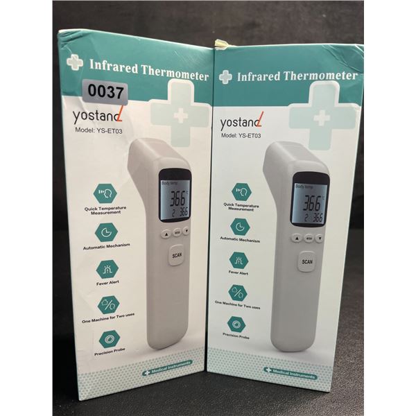 Lot of 2 Infrared Thermometers; Non-Contact Forehead Thermometers (Model: YS-ET03) - New