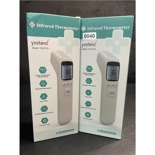 Lot of 2 Infrared Thermometers; Non-Contact Forehead Thermometers (Model: YS-ET03) - New