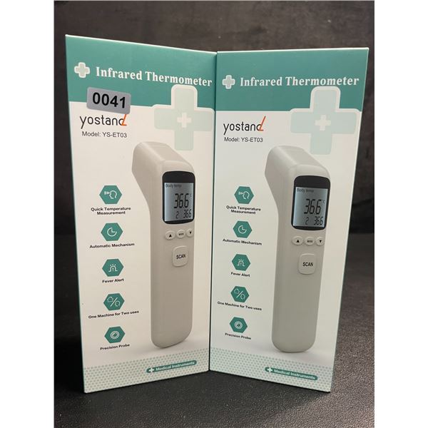 Lot of 2 Infrared Thermometers; Non-Contact Forehead Thermometers (Model: YS-ET03) - New