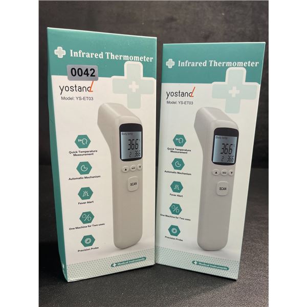 Lot of 2 Infrared Thermometers; Non-Contact Forehead Thermometers (Model: YS-ET03) - New