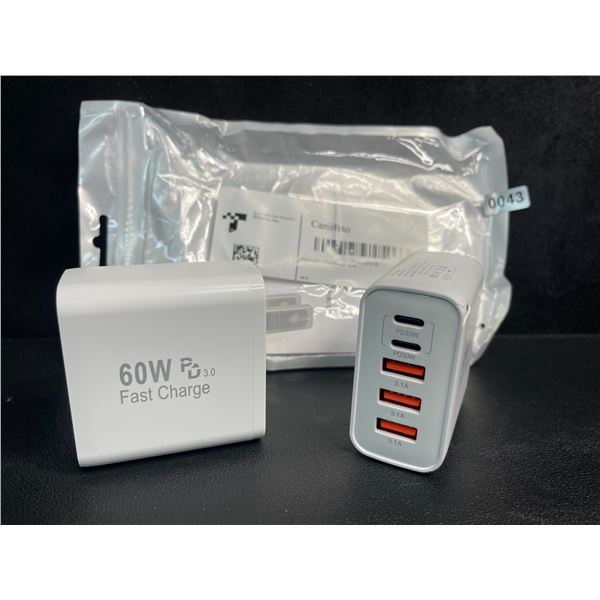 2-Pack of 60W 5-Port USB-C Fast Charger Blocks - New