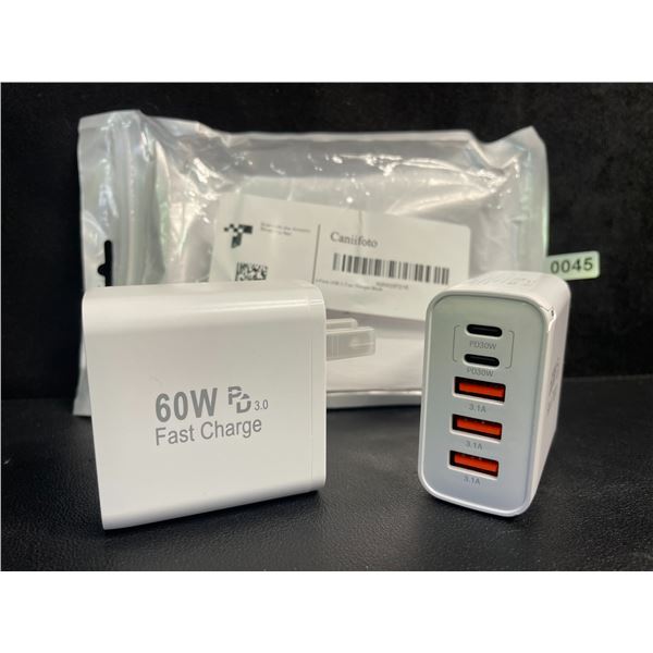 2-Pack of 60W 5-Port USB-C Fast Charger Blocks - New