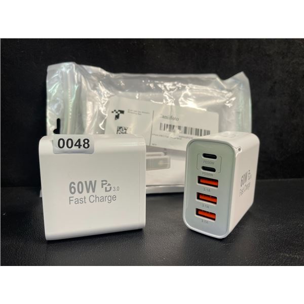 2-Pack of 60W 5-Port USB-C Fast Charger Blocks - New
