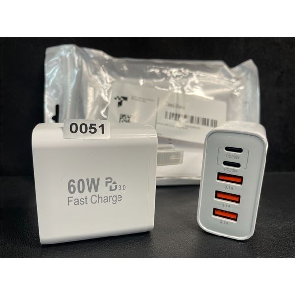 2-Pack of 60W 5-Port USB-C Fast Charger Blocks - New