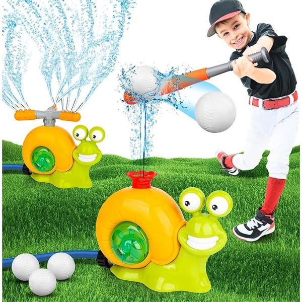 2-in-1 Snail Sprinkler/Splash Baseball Toy for Kids - Attaches to Garden Hose - New