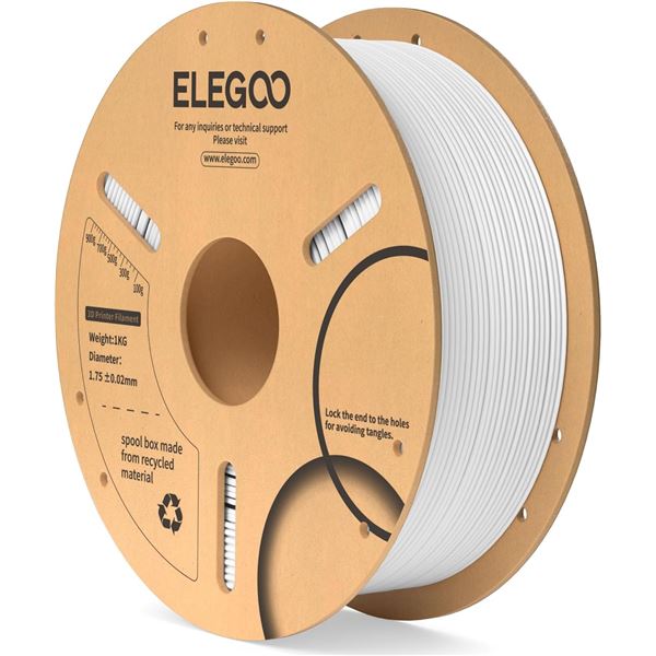 1 Roll of Elegoo PLA 3D Printer Filament - 1.75mm 1kg Roll (White Colour) - New Sealed